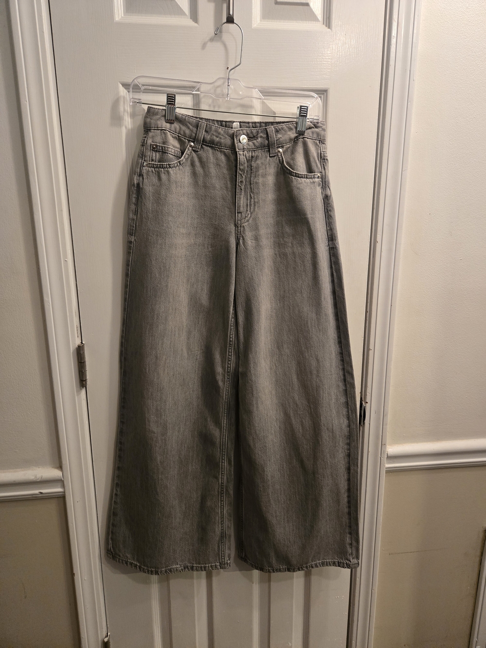 Wide Leg Gray Women's Jeans - Classic High Waist